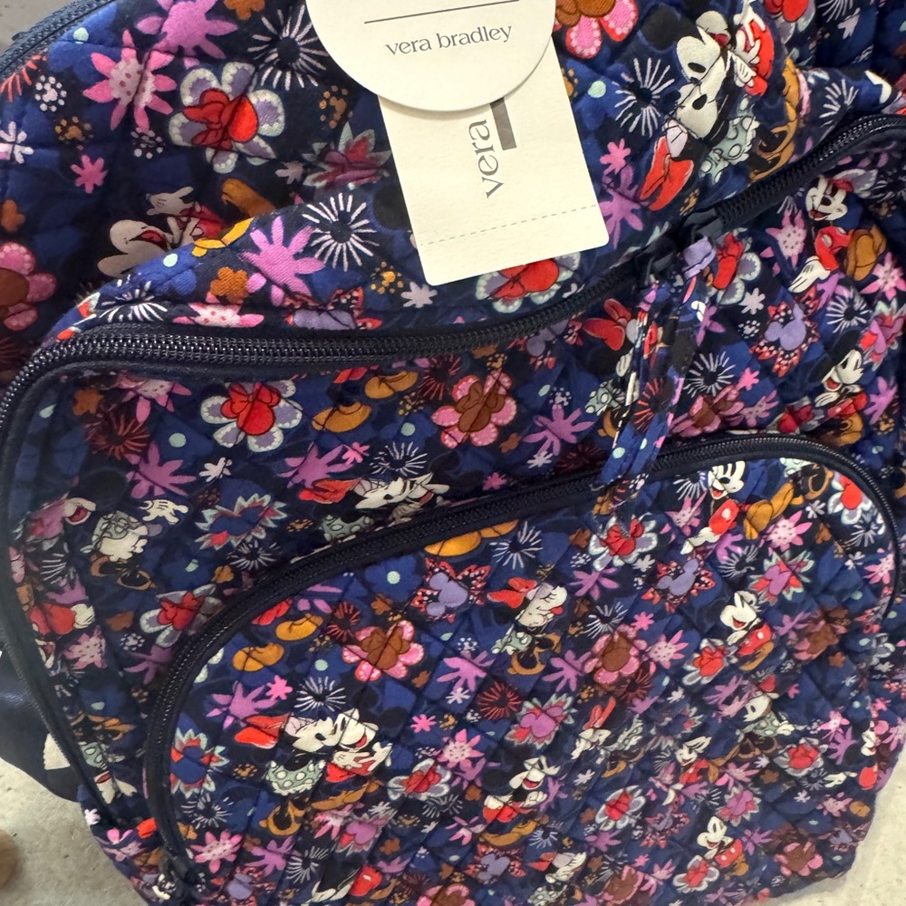 Vera Bradley Navy and Pink Floral Backpack DISNEY BRAND NEW